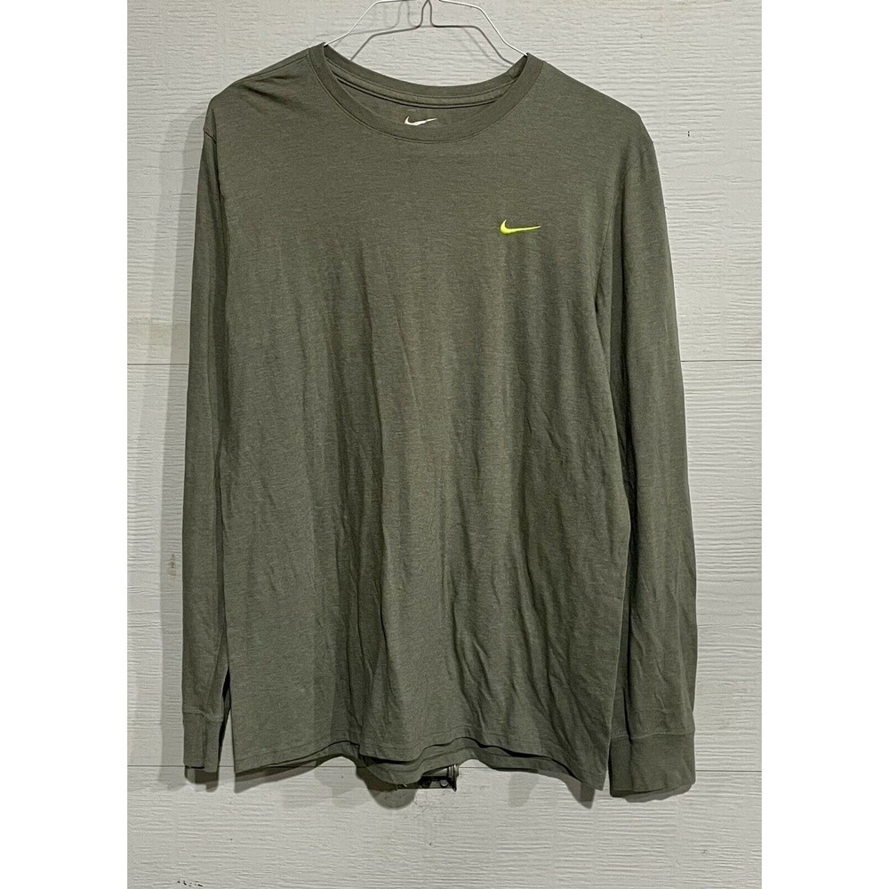 NIKE LOGO ATHLETIC CUT LONG SLEEVES MEN'S Size XL T-shirt Green